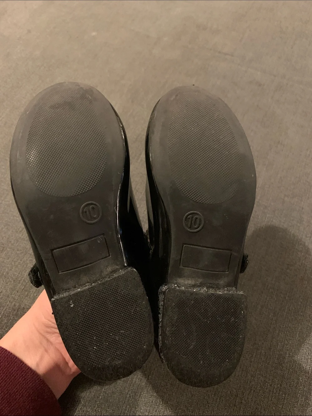 Girls Black Patent Mary Jane Dress Shoes with Heart Buckle Size 10